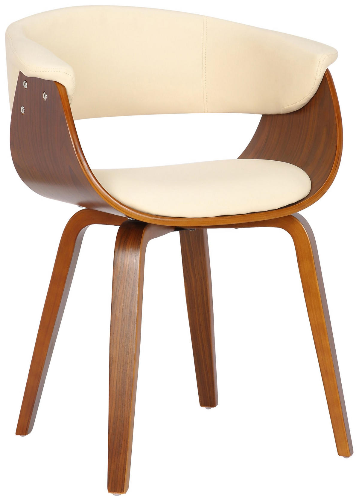 STUHL 2er Set Holz Creme - Walnussfarben/Creme, Holz/Textil (60/75/55cm) - CLP