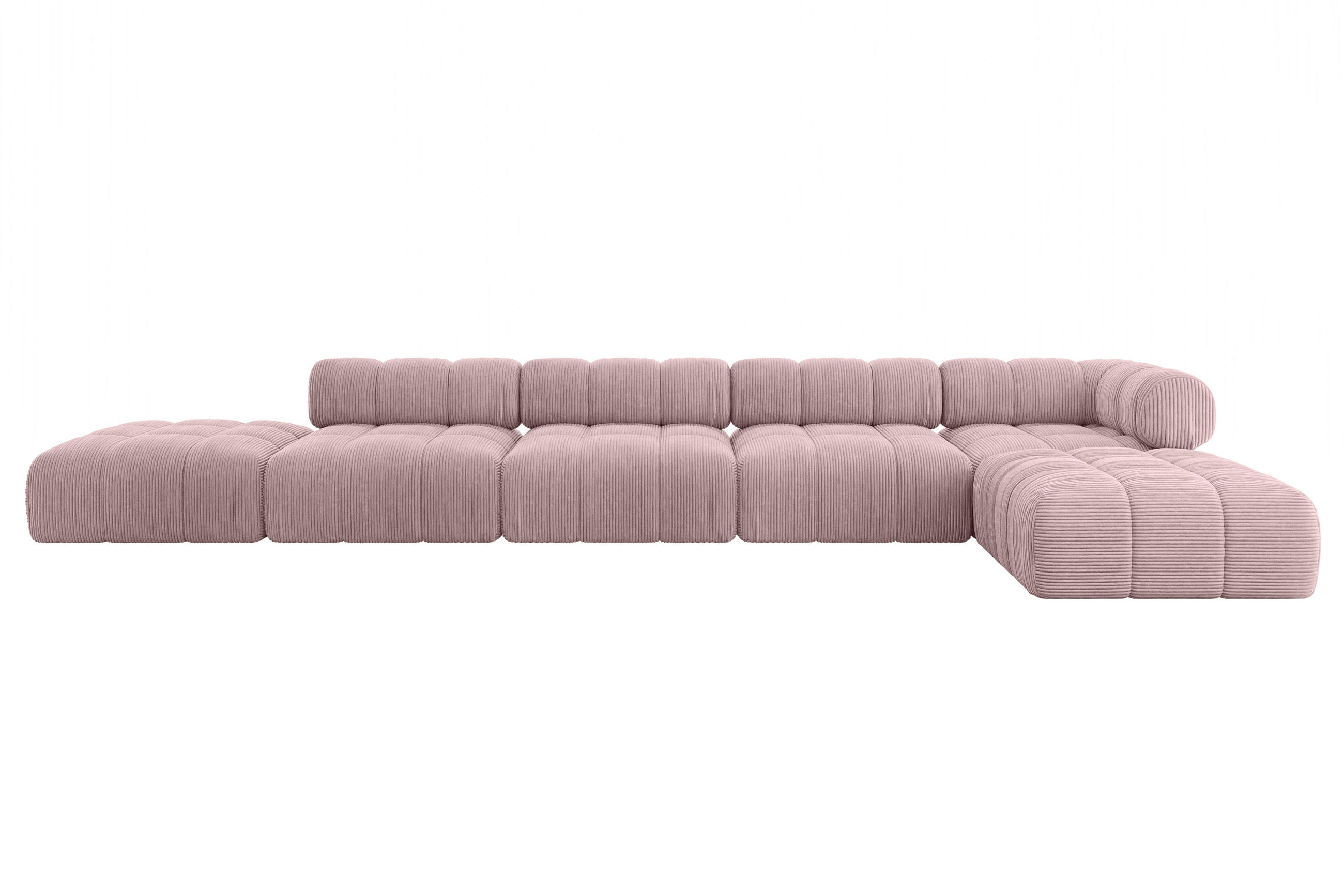 ECKSOFA modulares Sofa Kerru-L3 - 475x190x70 cm Rosa Cord - Rosa, Holzwerkstoff/Textil (475/190cm) - ALTDECOR