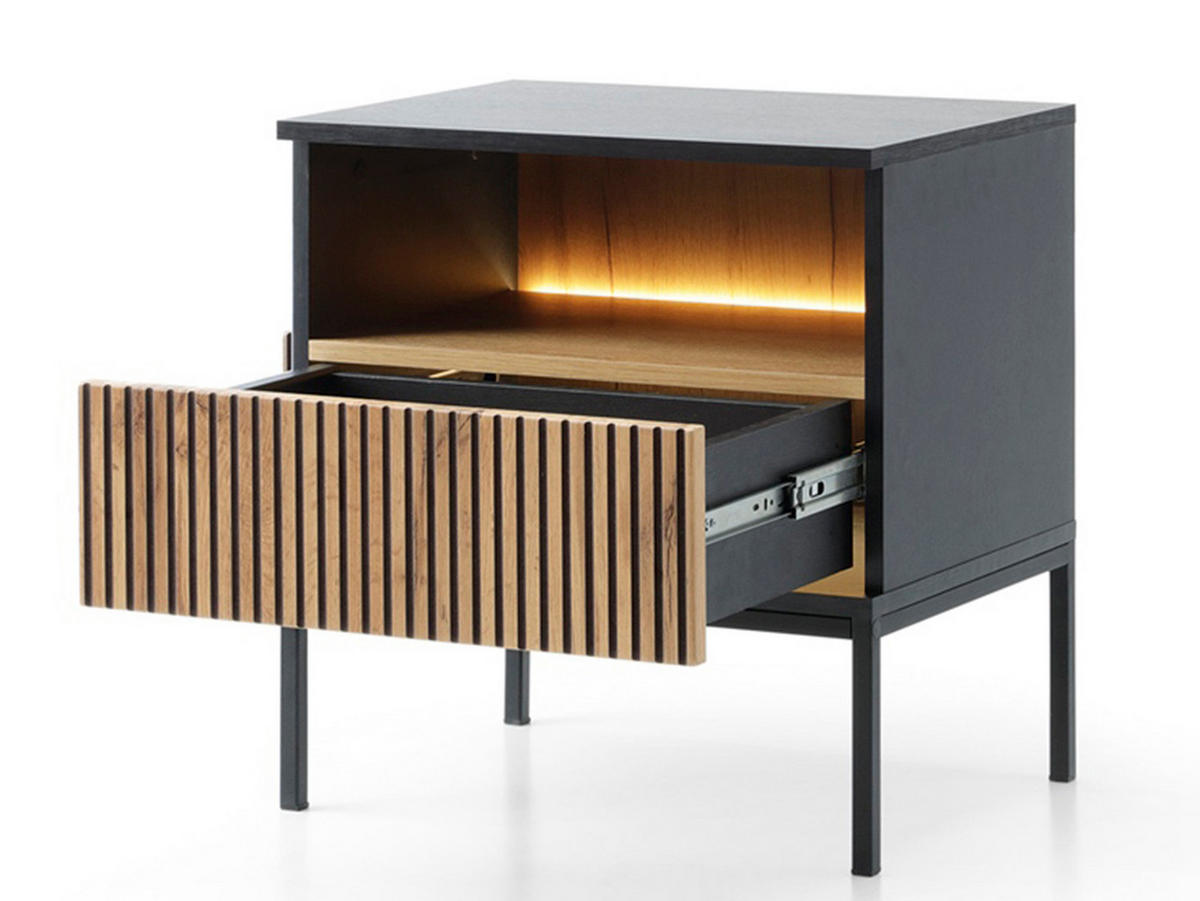 NACHTISCH mit Schublade LINO Eiche wotan - Eiche Wotan, Holzwerkstoff (54/56/39cm) - Compleo24