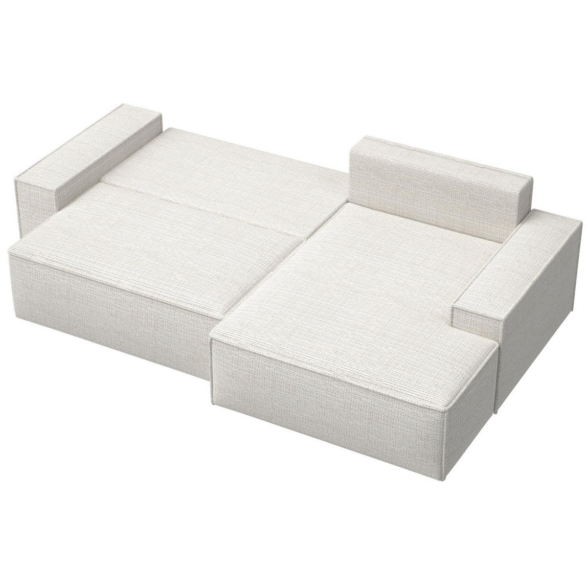 ECKSOFA Farese New Hellbeige Chenille - Ecru/Schwarz, Kunststoff/Textil (267/167cm) - Selsey