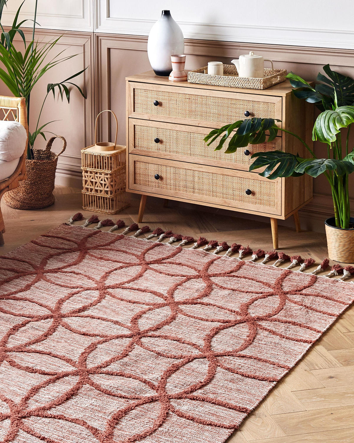 KURZFLOR-TEPPICH Kirsehir 230/160 cm - Rot, Textil (160/230cm) - Beliani