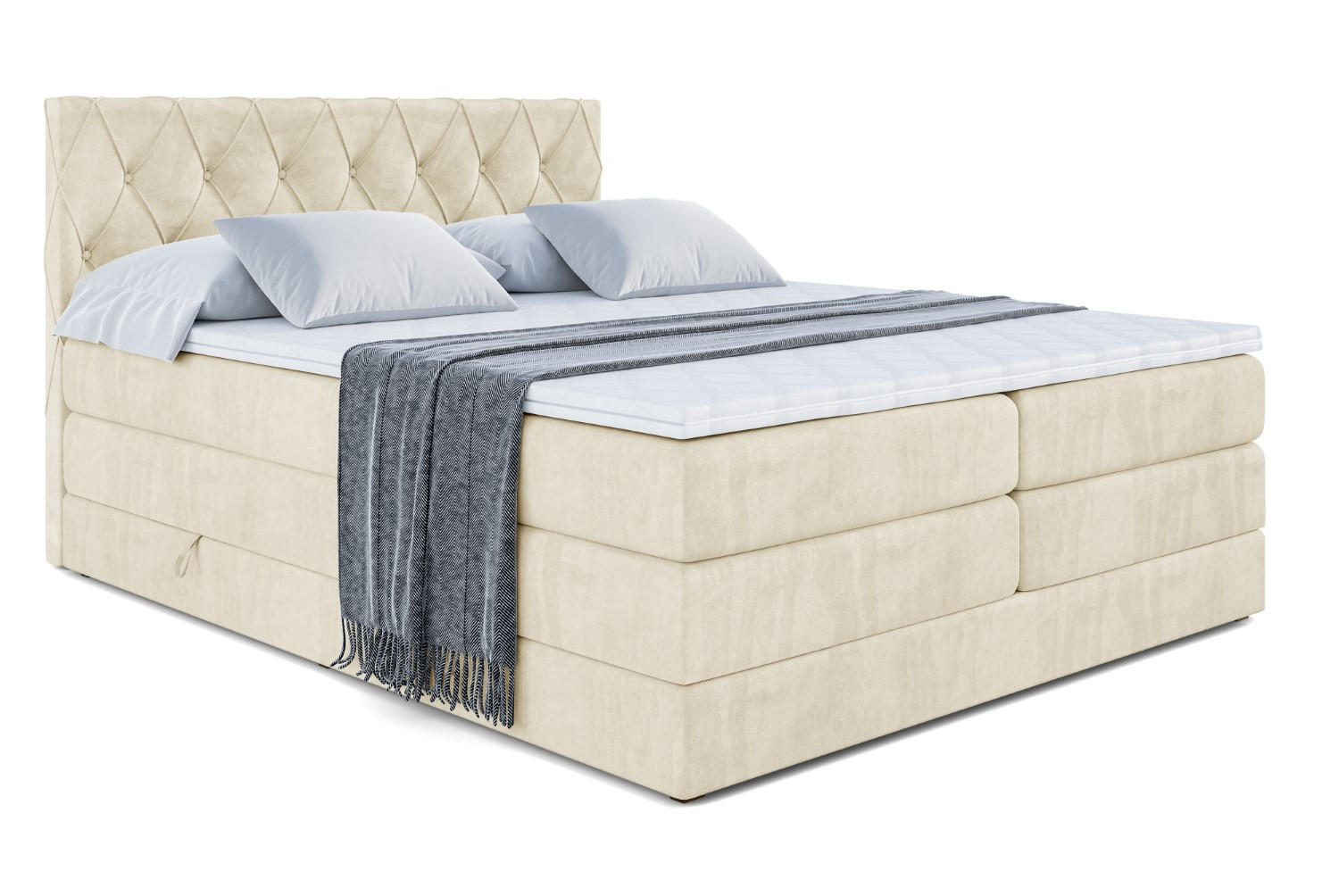 BOXSPRINGBETT AMAY-BZ KING - 120 x 200 - H3/H4 - Beige - Beige, Holzwerkstoff (120/200cm) - ALTDECOR