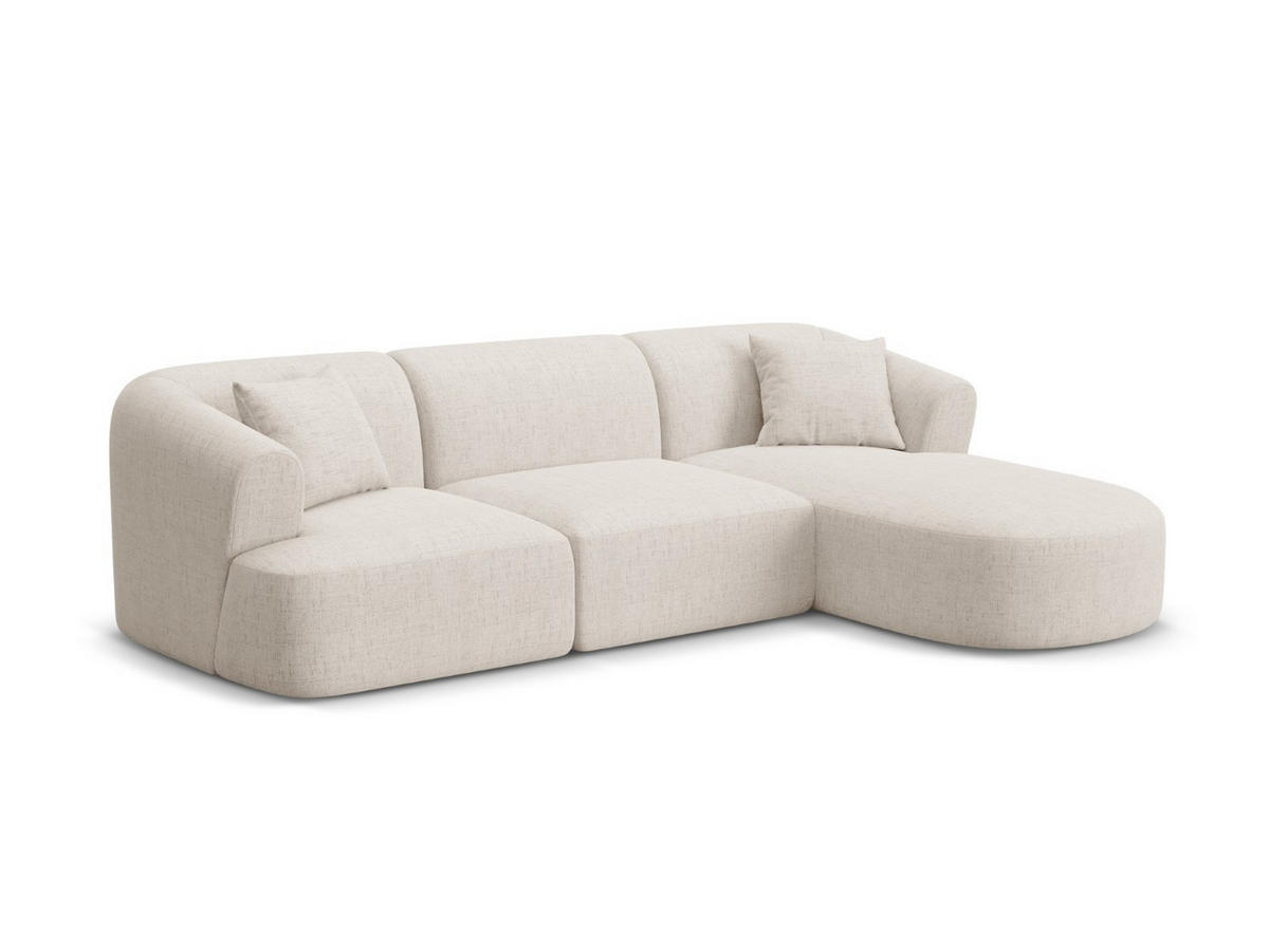 MODULARES-ECKSOFA rechts Campi aus strukturiertem Stoff leichtes beige 4 Sitzplätze - Creme, Textil (156/256cm) - Cosmopolitan Design