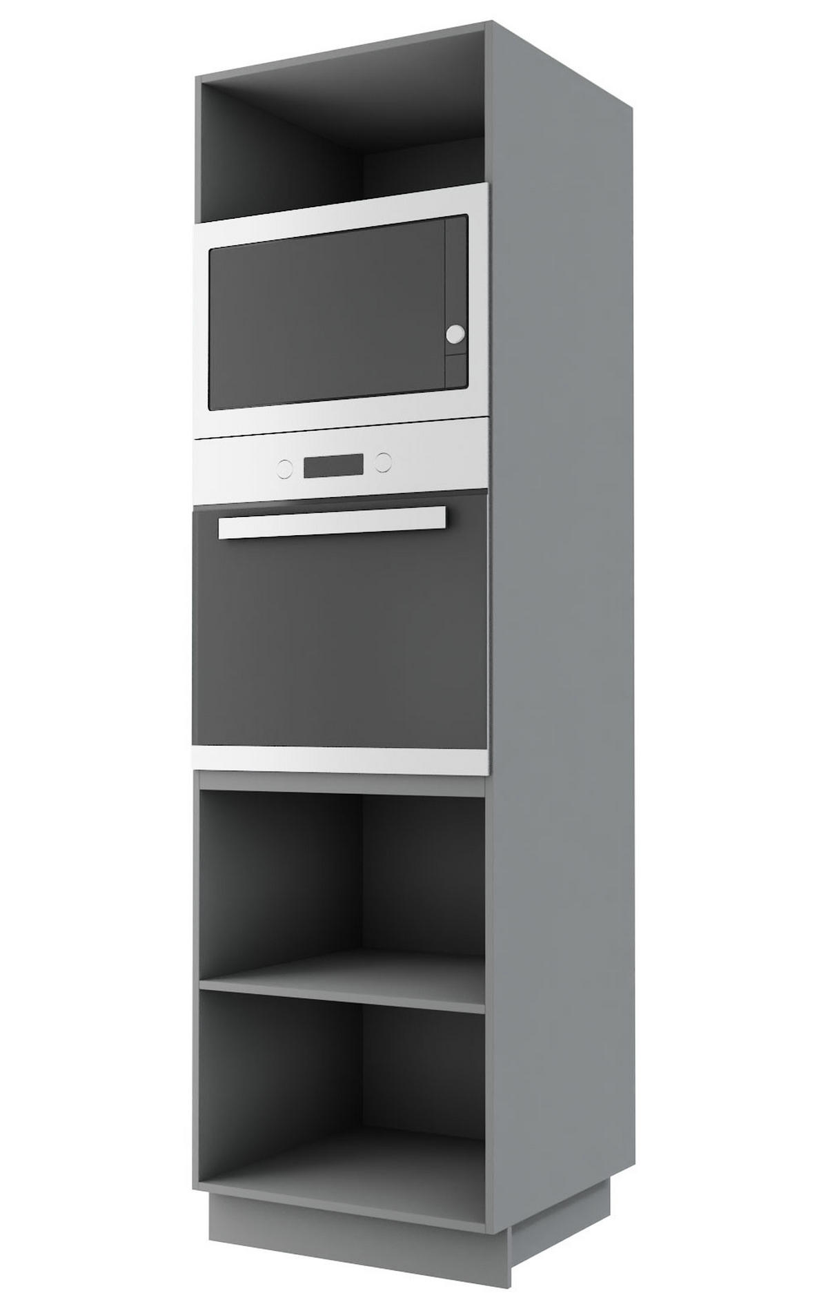 BACKOFENUMBAUSCHRANK Essen D14/RU/60/207 Grau Hochglanz / Grau Matt 60 / 59 / 207cm - Grau, Holz/Holzwerkstoff (60/207/59cm) - Feldmann-Wohnen