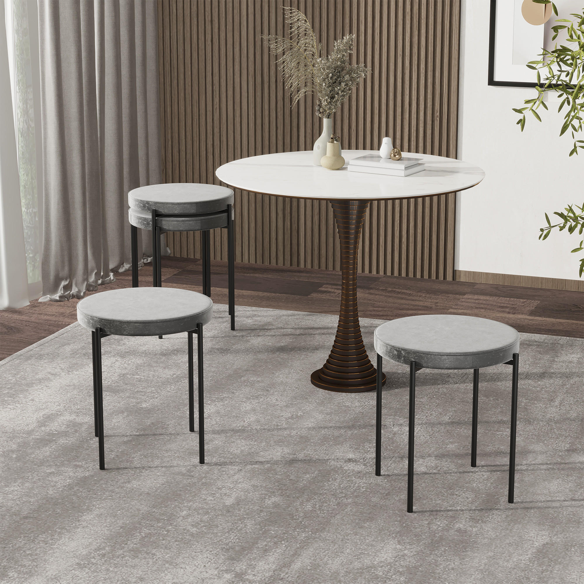 ESSZIMMERSTÜHLE, Polyester, Dunkelgrau - Dunkelgrau, Kunststoff (41.5/46/41.5cm) - HOMCOM
