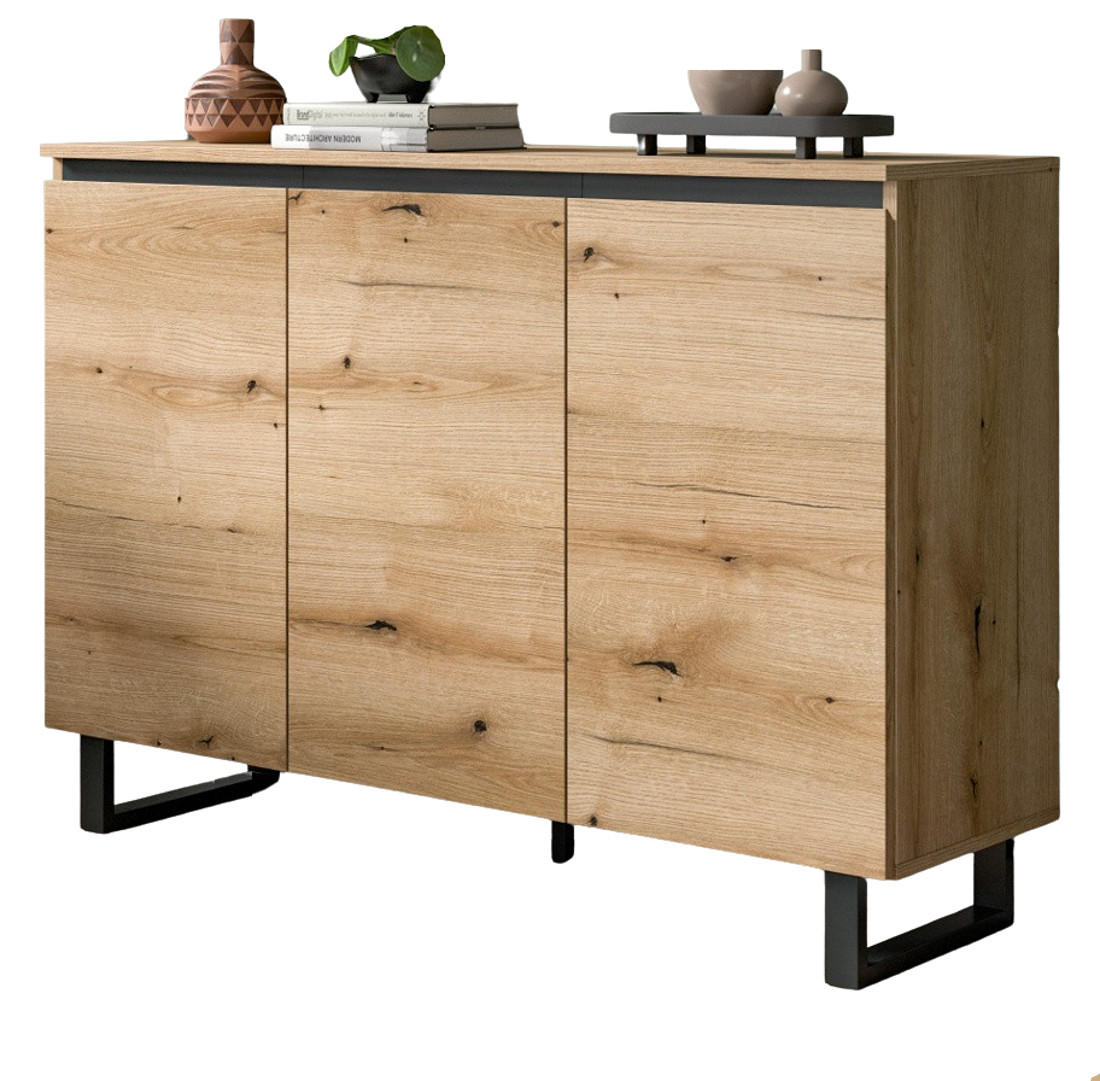 SIDEBOARD Evoke Eiche, schwarz, Kommode 120 x 84 cm mit Soft-Close, Gelia - Eichefarben/Schwarz, Holzwerkstoff/Metall (120/84/36cm) - Inn.Furn