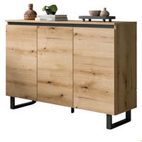 SIDEBOARD Evoke Eiche, schwarz, Kommode 120 x 84 cm mit Soft-Close, Gelia - Eichefarben/Schwarz, Holzwerkstoff/Metall (120/84/36cm) - Inn.Furn