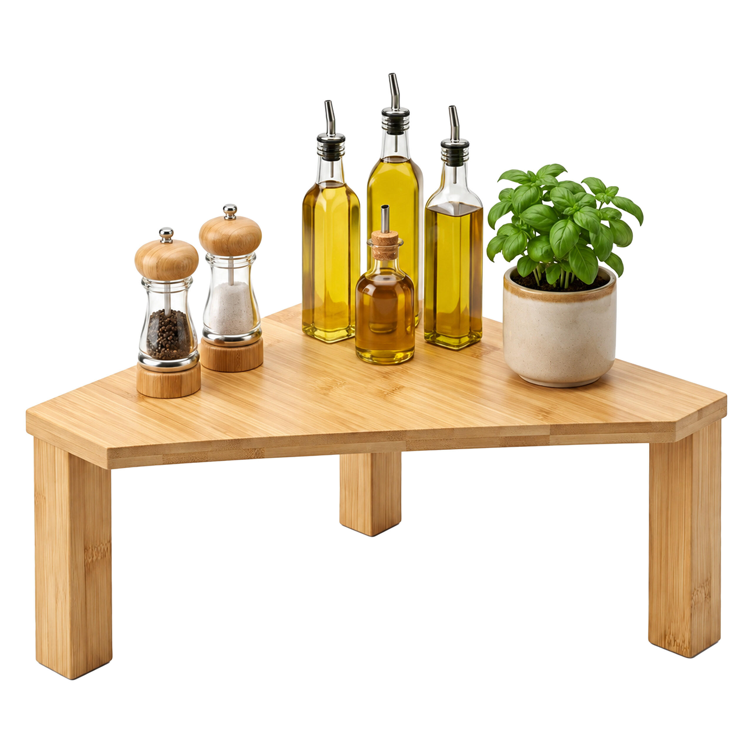 REGAL Natur Bambus Eckregal 2 Ebenen 15x30x30 cm - Hellbraun, Holz (30/15/30cm) - Relaxdays