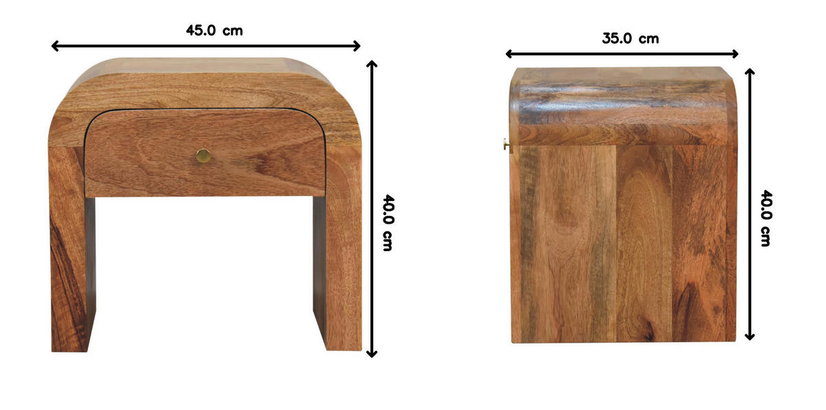 NACHTTISCH Haus Massivholz - Eichefarben/Messingfarben, Holz/Metall (45/40/35cm) - Artisan Furniture