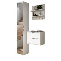 GARDEROBE Set 3-teilig weiß Hochglanz 97 cm, Komplettset mit Spiegel - Chromfarben/Weiß Hochglanz, Glas/Holzwerkstoff (97/193/34cm) - Inn.Furn