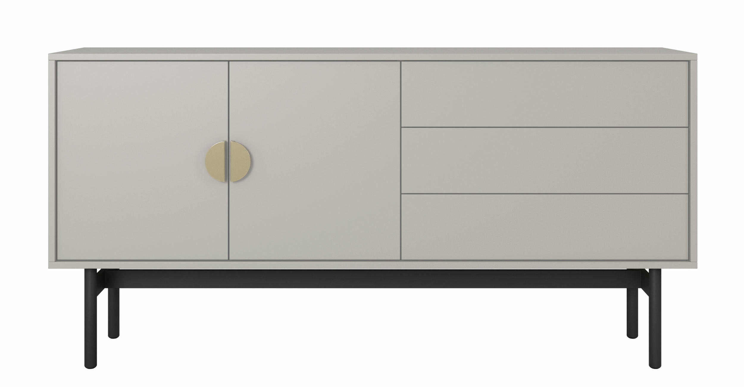 TV-SCHRANK Stoon Grau-Beige 154 cm - Greige/Goldfarben, Holzwerkstoff/Metall (154/76/38cm) - Selsey