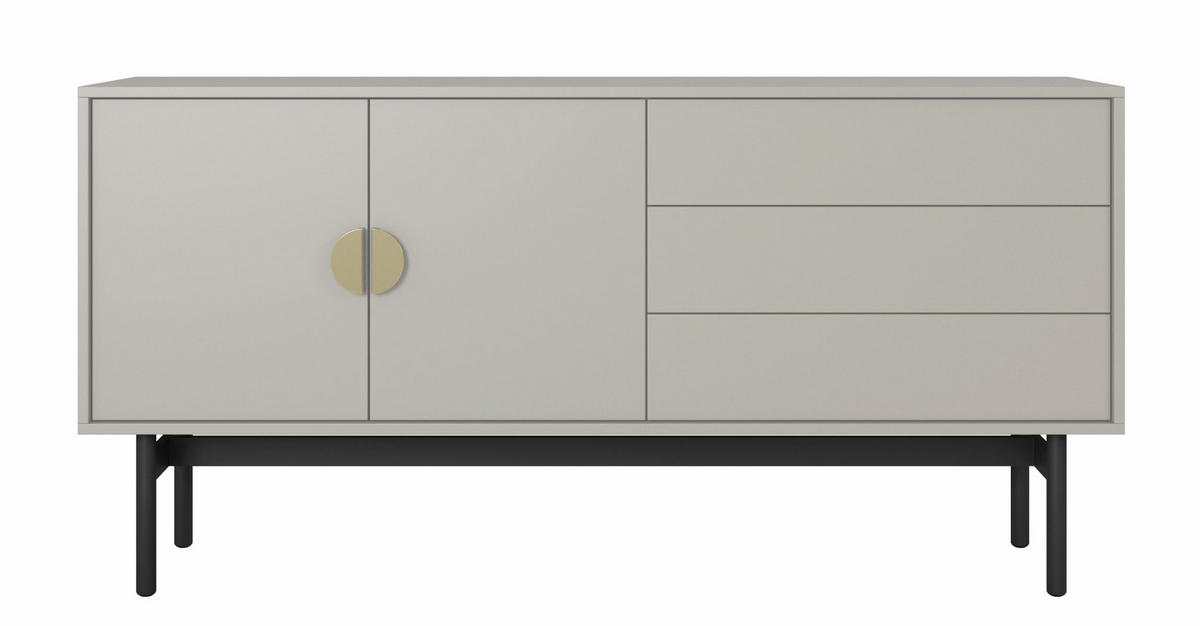 TV-SCHRANK Stoon Grau-Beige 154 cm - Greige/Goldfarben, Holzwerkstoff/Metall (154/76/38cm) - Selsey