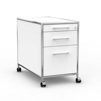 BÜRO-ROLLCONTAINER Holz, 80 cm, 3 Schubladen, 1 Hängeregistratur, Weiß - Chromfarben/Silberfarben, Holzwerkstoff/Metall (80/66.5/80cm) - Versee