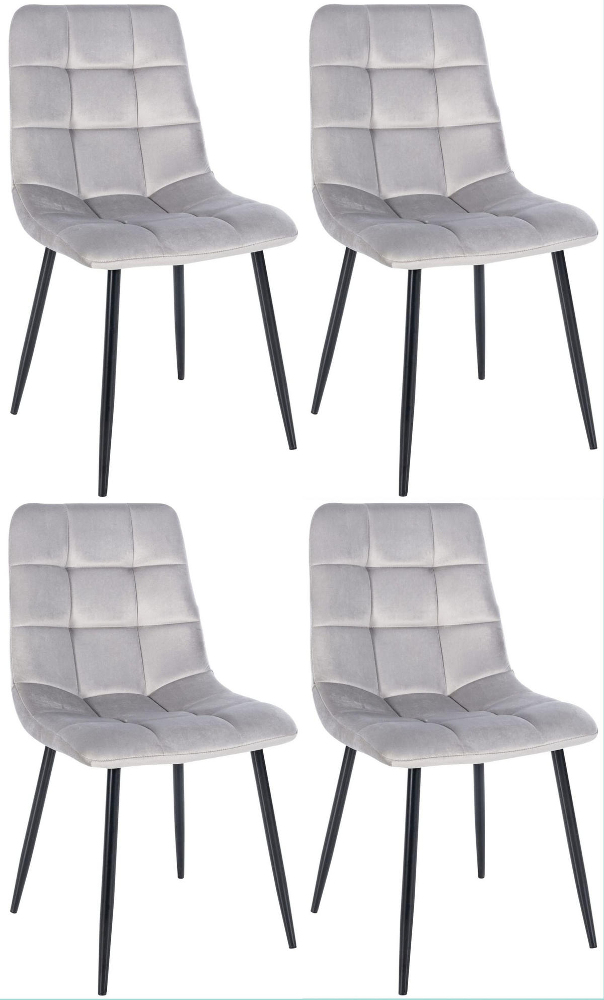 ESSZIMMERSTÜHLE 4er-Set VOUL Grau Samt - Grau, Textil/Metall (45/84/55cm) - DELUKE