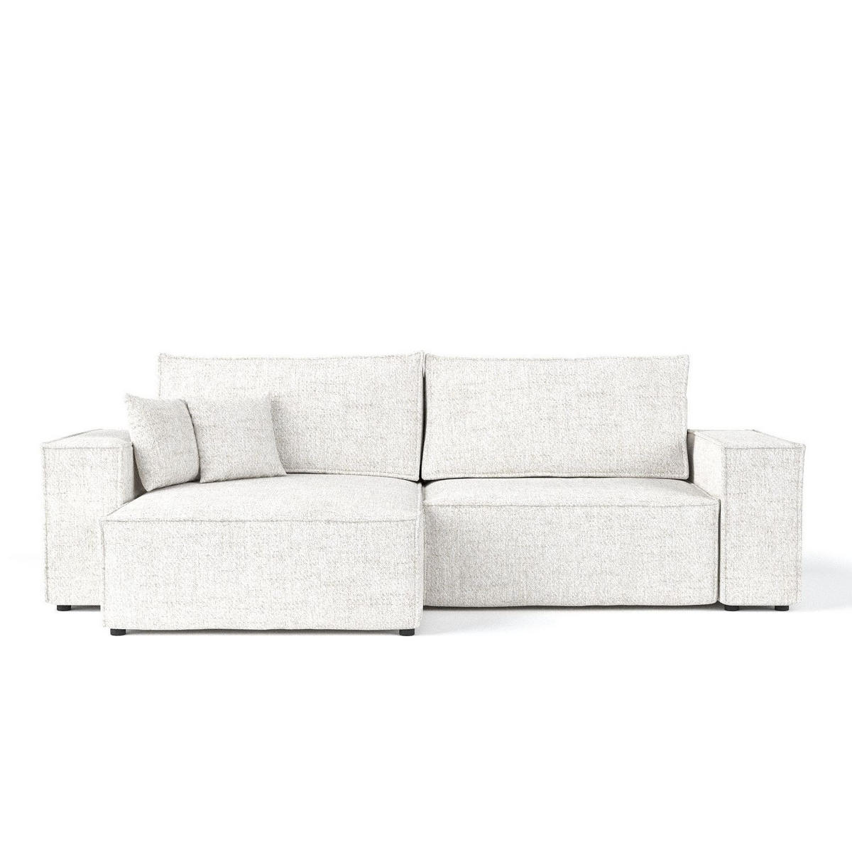 ECKSOFA CAVO mit Schlaffunktion Creme im Neve Stoff - Creme/Schwarz, Holz/Holzwerkstoff (255/148cm) - AltaBeds