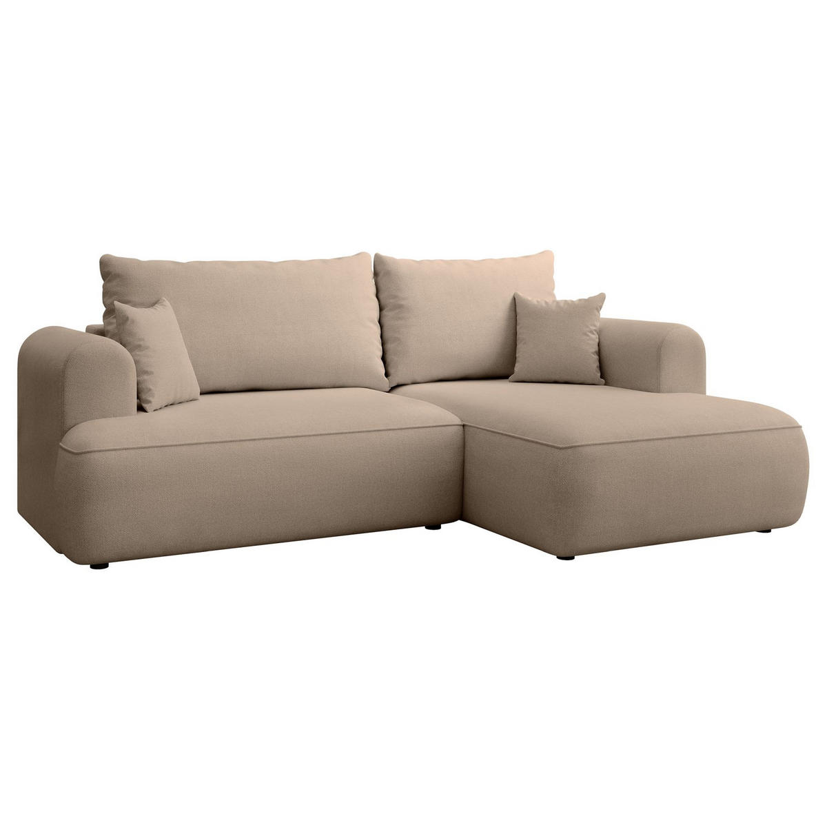ECKSCHLAFSOFA Ovo Mini Beige Easy-Clean-Chenille-Bezug - Beige/Schwarz, Kunststoff/Textil (238/156cm) - Selsey