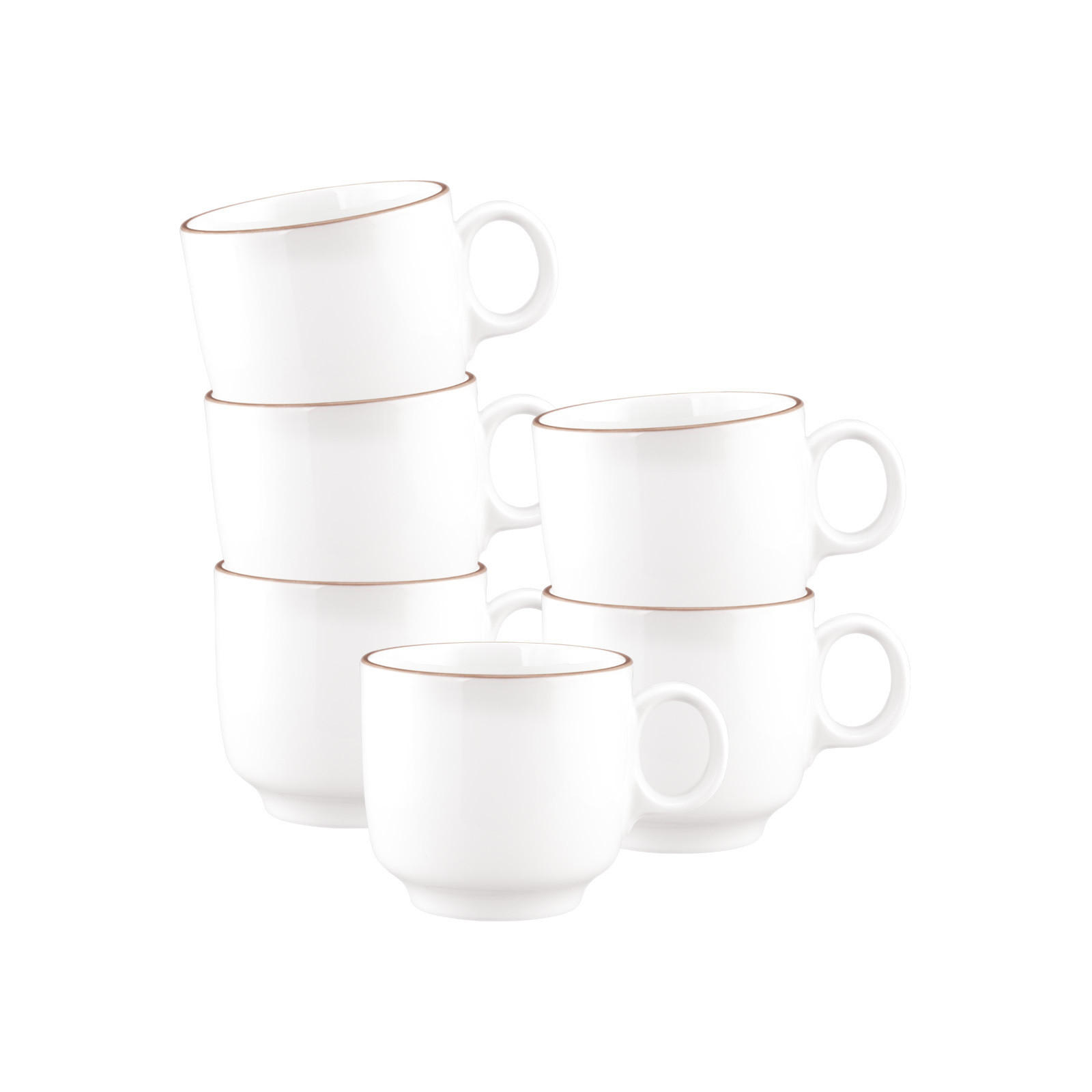 CAPPUCCINOTASSEN Sento Home Pure Lines Cocoa Brown 300 ml 6er Set - Hellbraun, Keramik (0.3L) - Seltmann Weiden