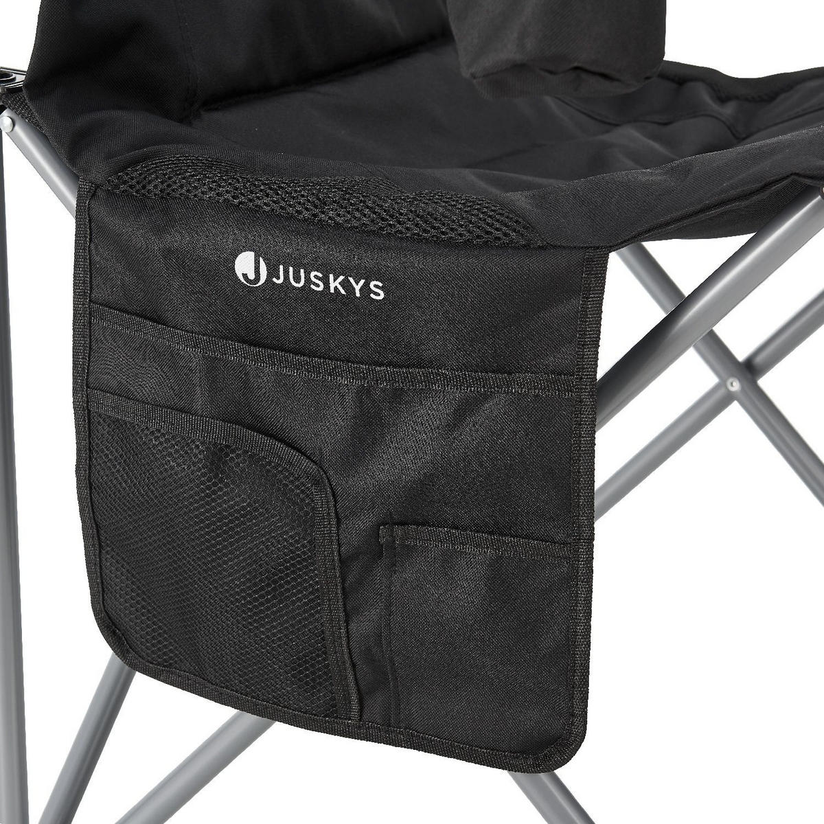 CAMPINGSTUHL Lido schwarz mit Flaschenhalterung & Tragetasche - Schwarz, Textil (62/102/62cm) - Juskys