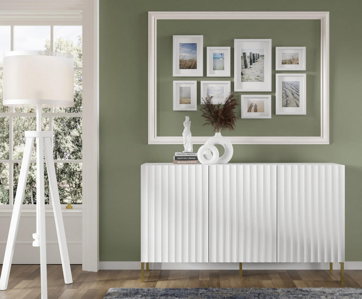 KOMMODE Weiß, Gold 150/87/42 - Weiß, Holzwerkstoff (150/87/42cm) - RAUMHIRSCH FURNITURE