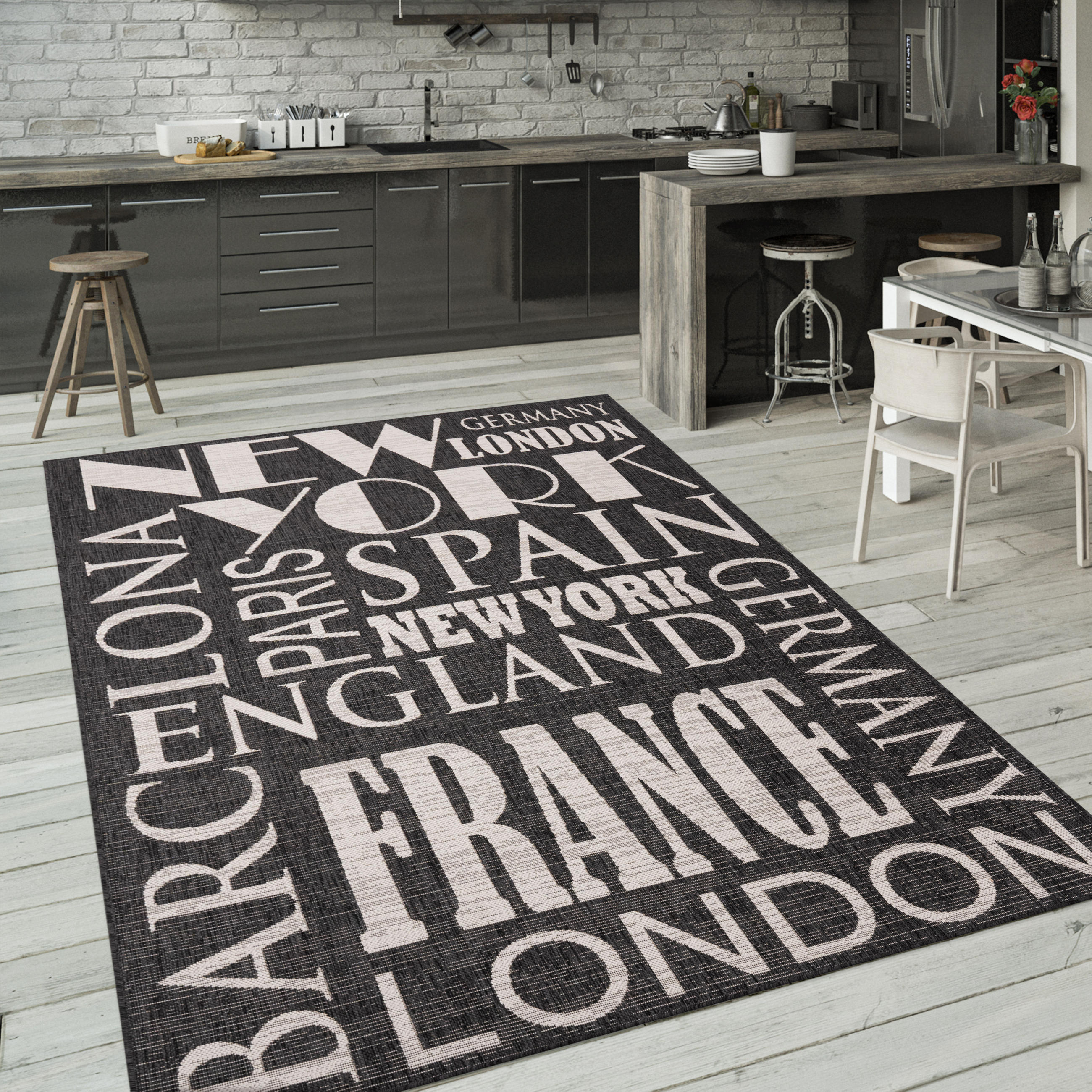 OUTDOORTEPPICH 80/250 cm Kitchen 381 - Anthrazit, Textil (80/250cm) - Paco Home