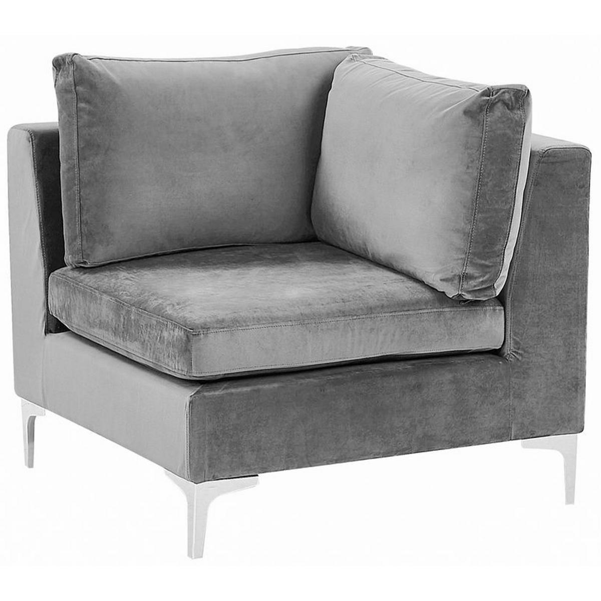3-SITZER-SOFA Samtstoff grau mit Ottomane Evja - Grau, Textil (235/84/85cm) - Beliani