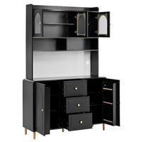 BUFFET 120/40/190 cm aus MDF mit Lochplatte und 3 Schubladen Schwarz - Schwarz, Holzwerkstoff (120/190/40cm) - Modenvie