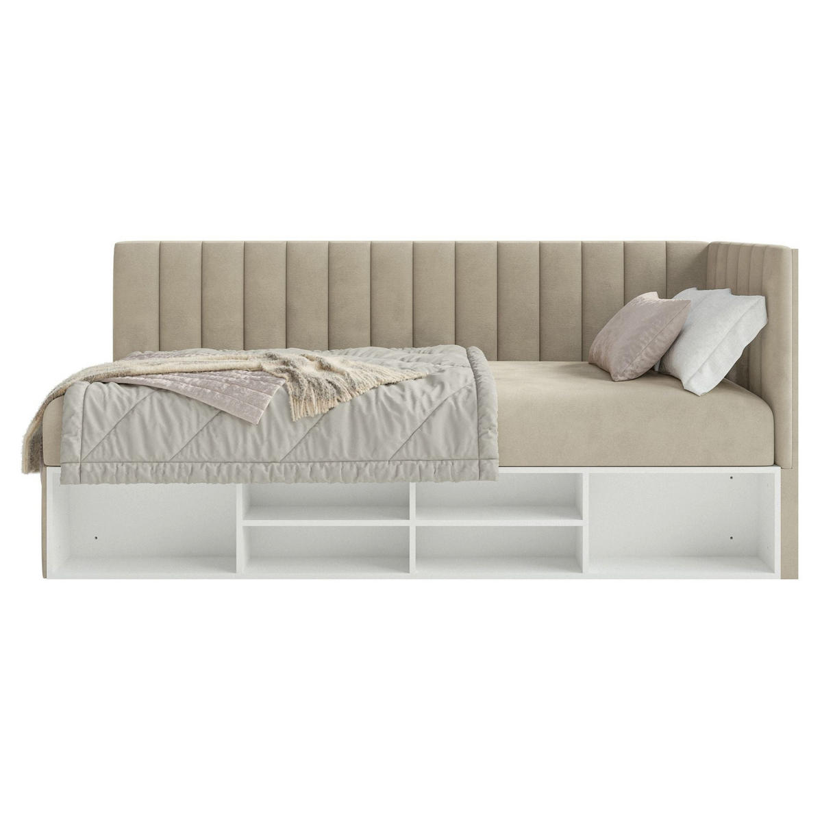 JUGENDBETT Ventrio Hellbeige Easy-Clean-Samtbezug 90x200 cm - Ecru, Kunststoff/Textil (90/200cm) - Selsey