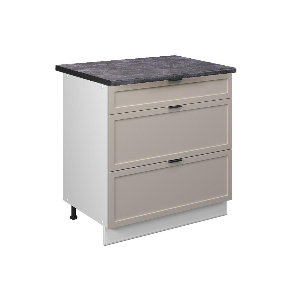 KÖKSUNDERSKÅP Fame-Line Gråbeige 80 cm med 3 lådor, AP antracit Grå, Vit 82/80/60 cm