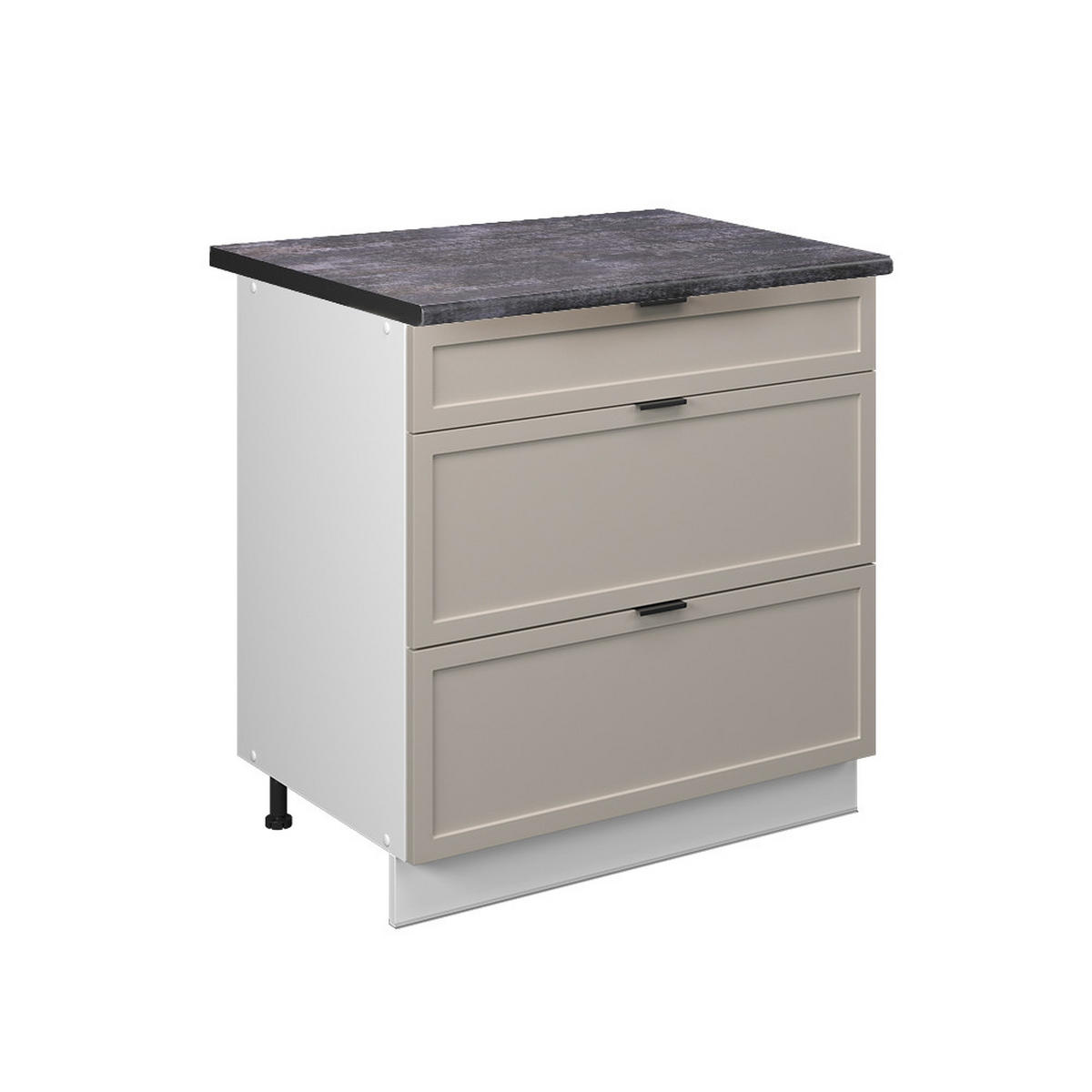 KÜCHENUNTERSCHRANK Fame-Line GrauBeige 80 cm mit 3 Schubladen AP Anthrazit - Weiß/Grau, Holzwerkstoff (80/82/60cm) - Vicco