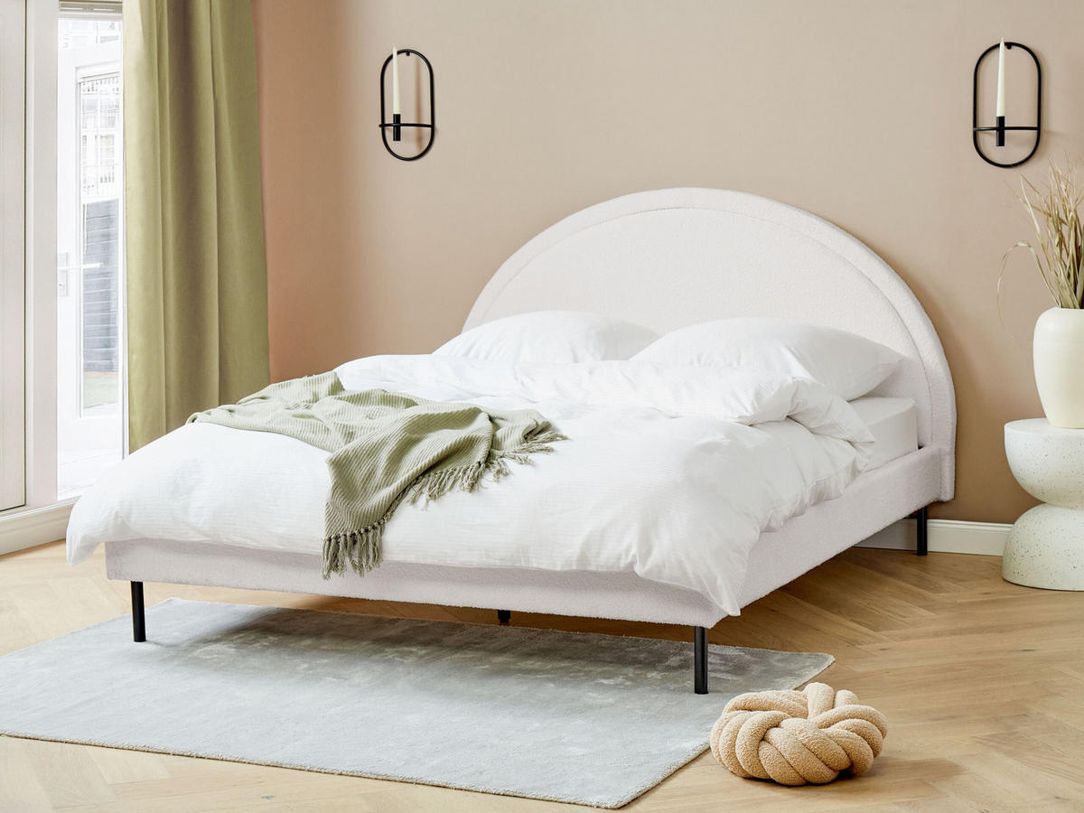 POLSTERBETT 160/200 cm Weiß Margut - Weiß, Textil (160/200cm) - Beliani