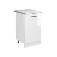 SPODNÍ SKŘÍŇKA KUCHYŇSKÉ LINKY R-Line, Bílá vysoký lesk/Bílá, 50 cm pracovná doska Mramor - bílá/vysoce lesklá bílá, kompozitní dřevo (50/81.6/60cm) - Vicco