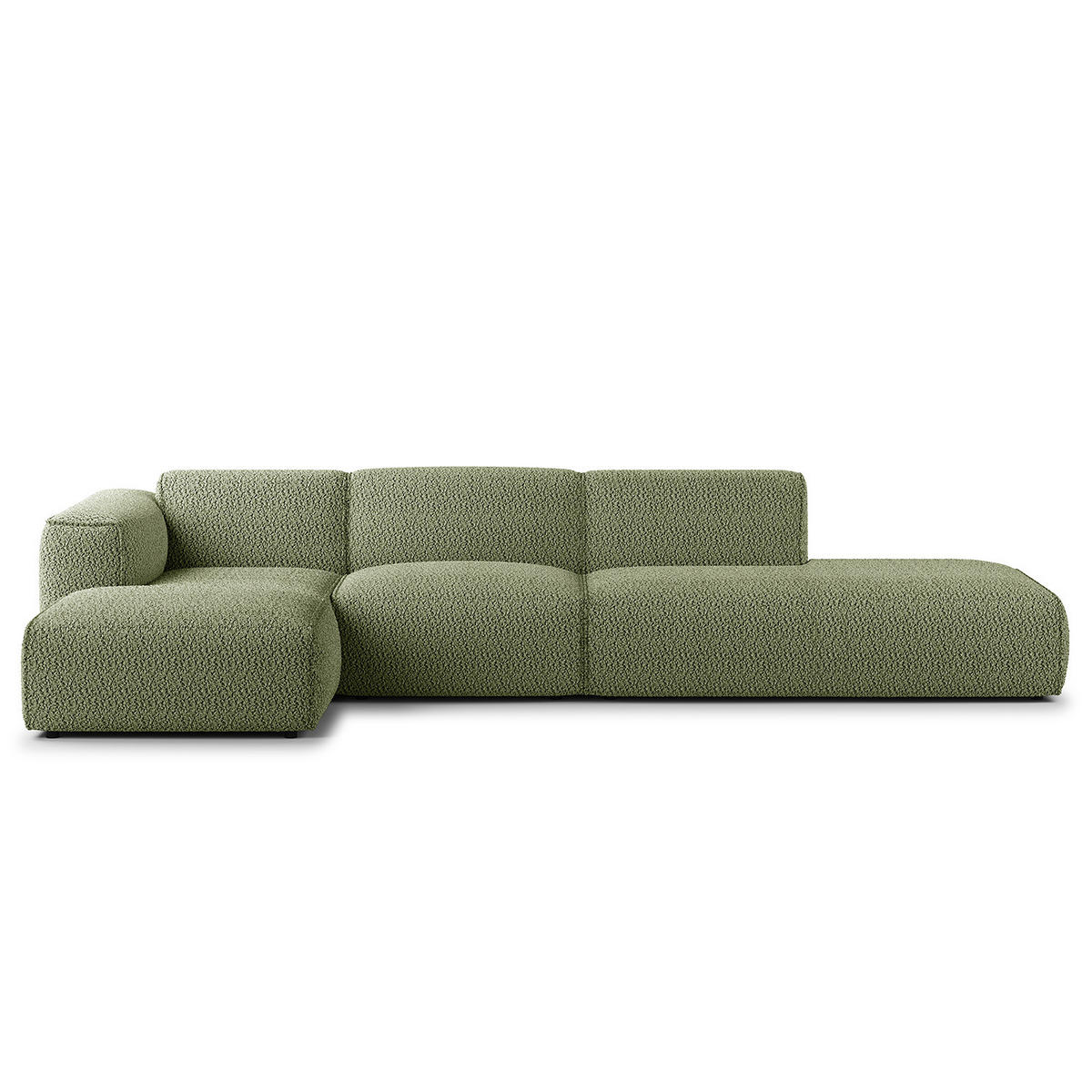 ECKSOFA mit Chaiselongue - Schwarz/Grün, Kunststoff/Textil (290/173cm) - home24