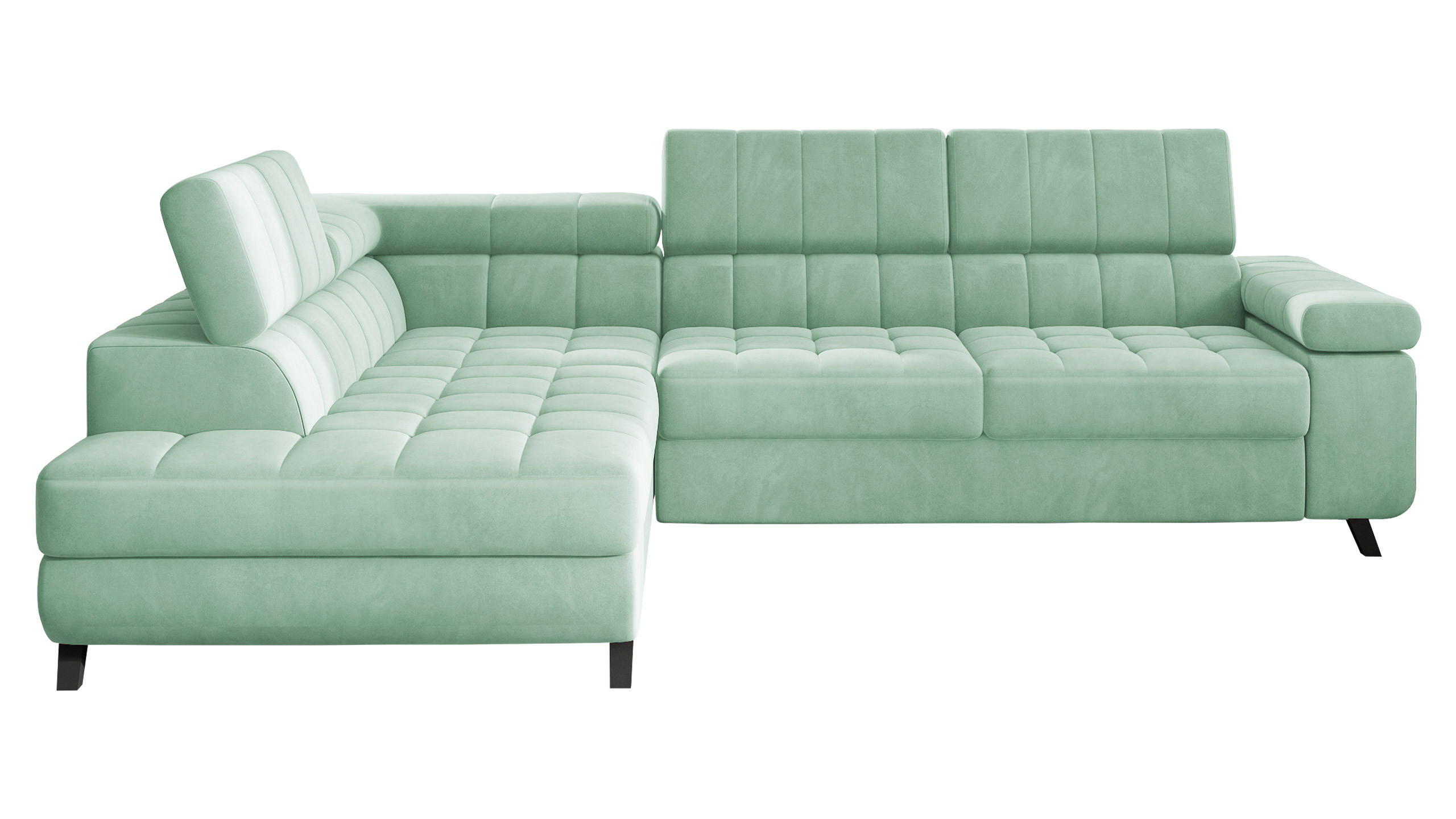 ECKSOFA Nord, Seite: Links - Schwarz/Mintgrün, Holz/Textil (264/203cm) - MIRJAN24