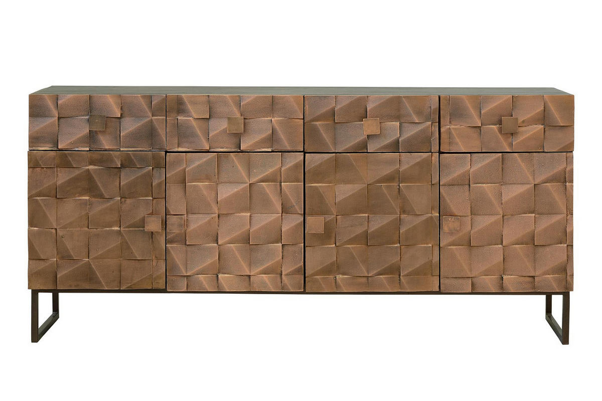 SIDEBOARD aus Mangoholz und Bronze - Dunkelbraun, Holz (42/80/170cm) - Giner y Colomer