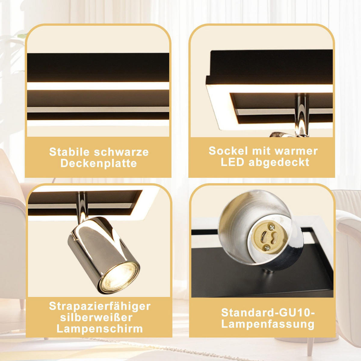 DECKENLEUCHTE Dunn 32/13/15.5cm - Schwarz, Metall (32/13/15.5cm) - Nettlife
