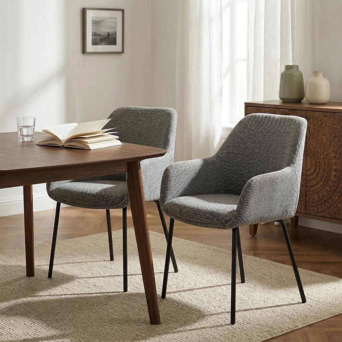 ESSZIMMERSTÜHLE TURSI 2er-Set grau - Grau, Textil (56/83/55cm) - IDIMEX