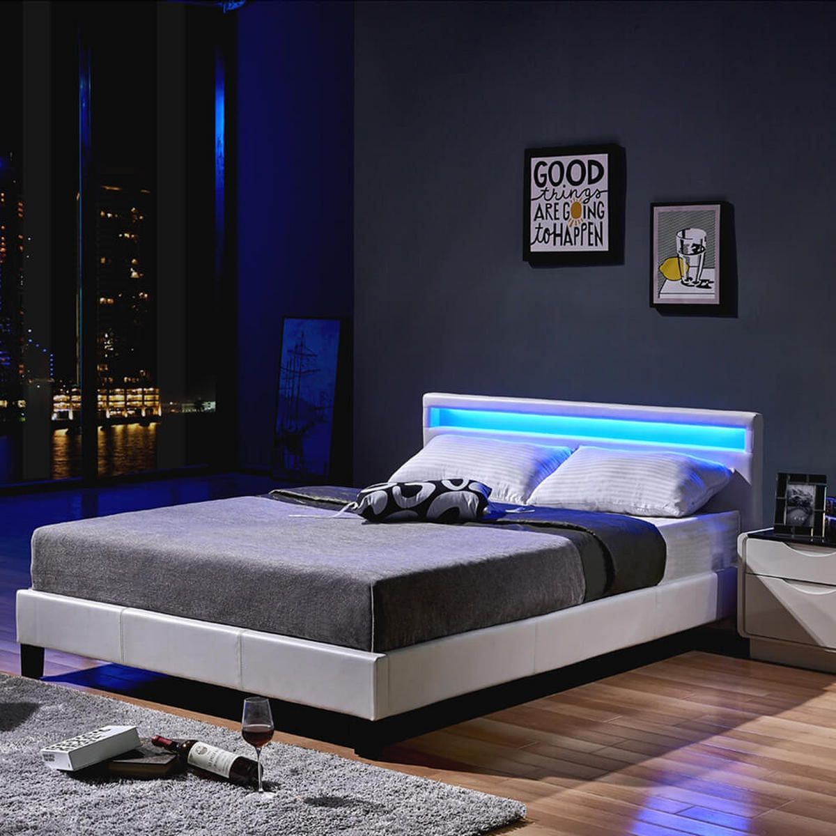 LED BETT ASTRO - Weiß, 140 x 200 cm - Weiß, Kunststoff - Home Deluxe