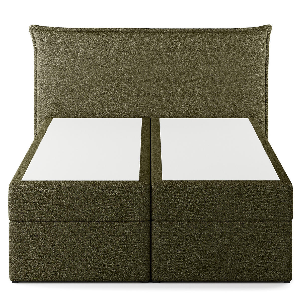 BOXBETT mit Stauraum - Bouclé - Olivgrün, Holzwerkstoff/Textil (160/200cm) - home24