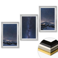 WANDBILDER 3er Set - 40x60 cm Silberner Rahmen - Nachthimmel, Berge, Sterne - Silberfarben, Kunststoff (40/60cm) - ArtPrintCave