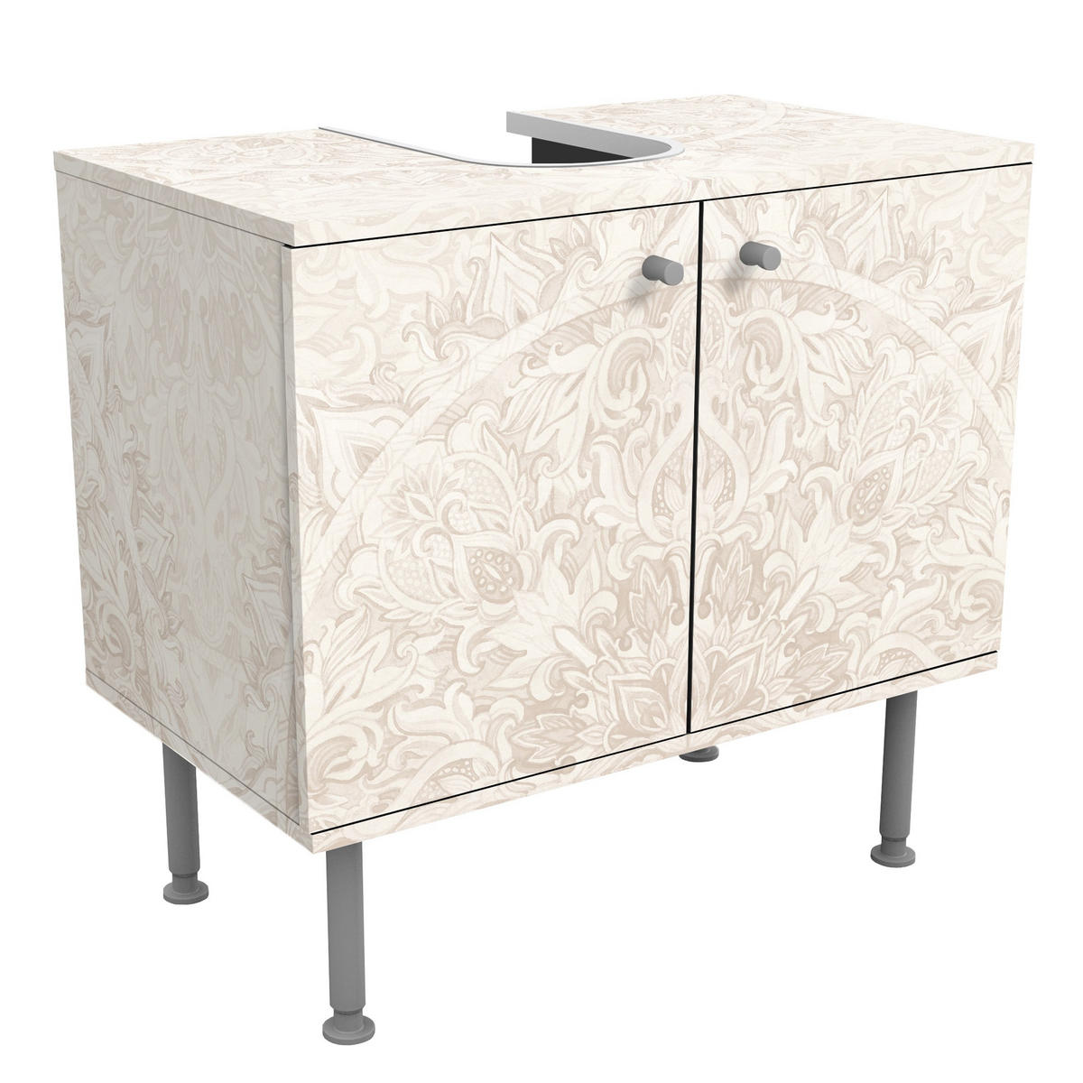 WASCHBECKENUNTERSCHRANK Mandala Aquarell Ornament Muster beige 60/55/35 cm - Beige, Holzwerkstoff (60/55/35cm) - Bilderwelten