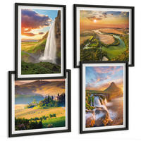 BILDER SET 4er Set - 50x50 cm & 40x60 cm Schwarzer Rahmen - Italienische Sonnenuntergänge - Schwarz, Kunststoff (50/50cm) - TULUP