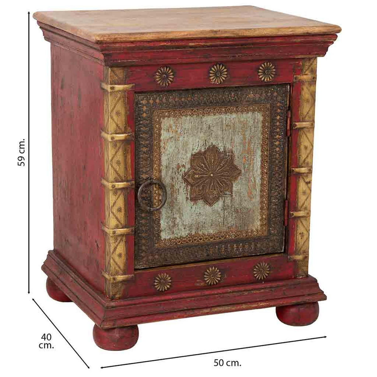 NACHTTISCH aus Holz, 50x40x59cm - Rot, Holz (50/59/40cm) - Wanderlust