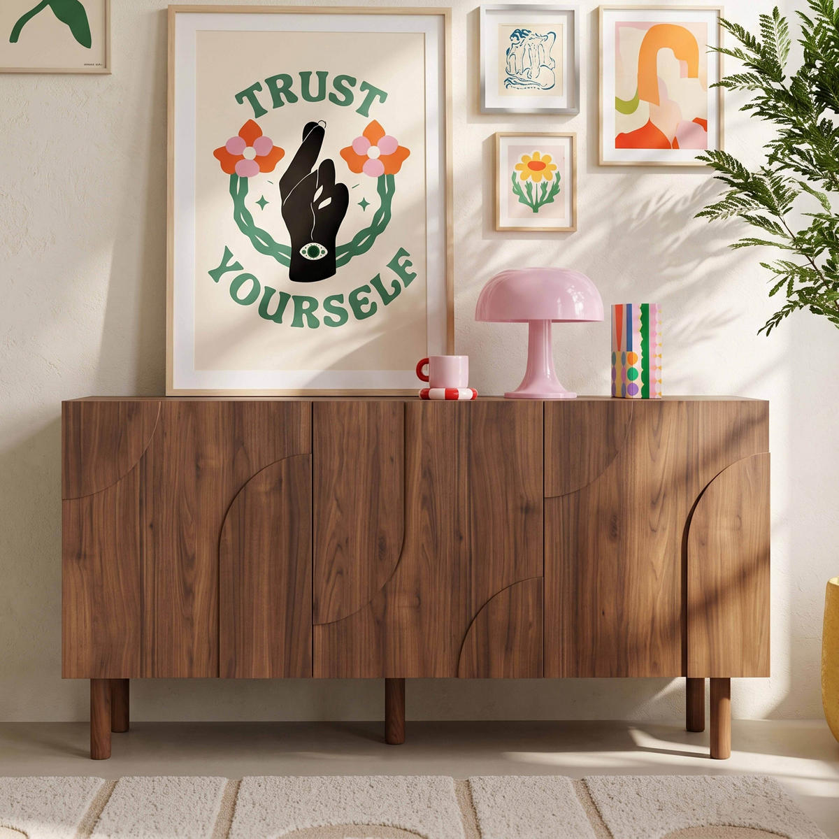 SIDEBOARD, Braun - Braun, Holz (160/75/40cm) - Oviala
