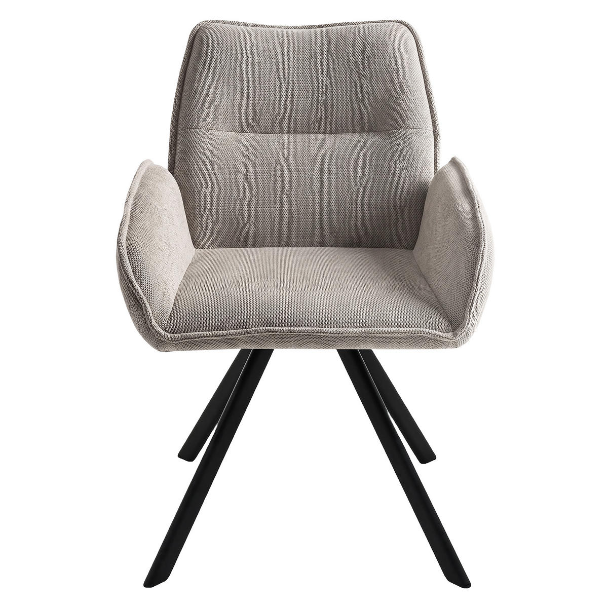 DREHSTUHL Zerra im Geflechtstoff mit Metallbeinen, Beige - Beige/Schwarz, Metall (55/87/46cm) - Beautysofa