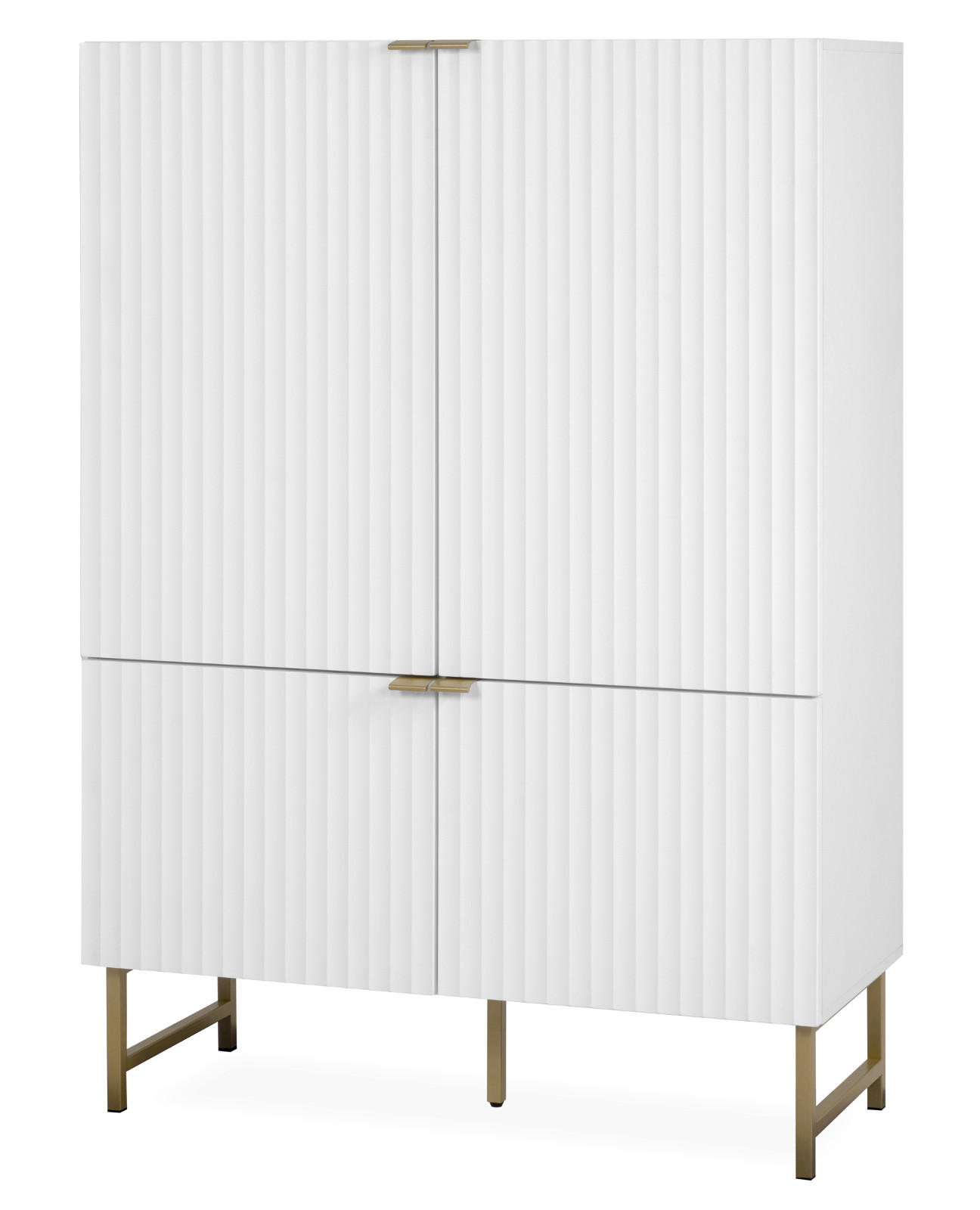 HIGHBOARD weiß, Gold 100 cm, Anrichte mit Soft-Close und 3D-Struktur - Goldfarben/Weiß, Holzwerkstoff/Metall (100/142/41cm) - Furn.Design