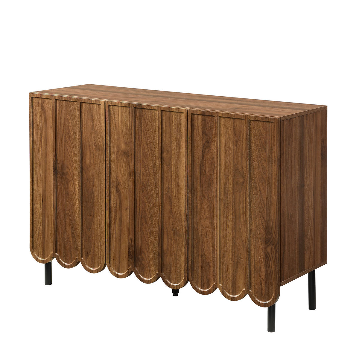 SIDEBOARD 120/35/80 cm in Walnussfarben mit Wellentüren und verstellbaren Regalböden - Naturfarben, Holzwerkstoff (35/80/120cm) - Flora Grace
