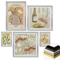 WANDBILDER 5er Set - 50x50 cm & 20x30 cm & 40x60 cm Silberner Rahmen - Blumenposter Paris Mailand - Silberfarben, Kunststoff (40/60cm) - ArtPrintCave