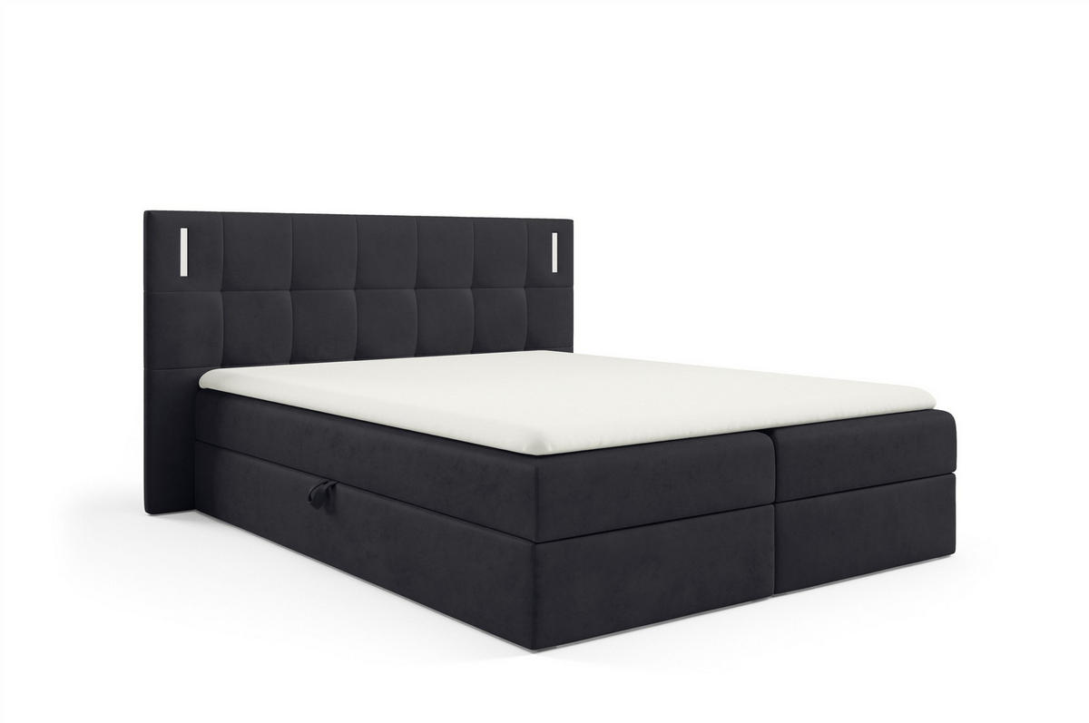 BOXBETT Martim Premium - Schwarz, Holzwerkstoff/Textil (180/200cm) - Fun Möbel
