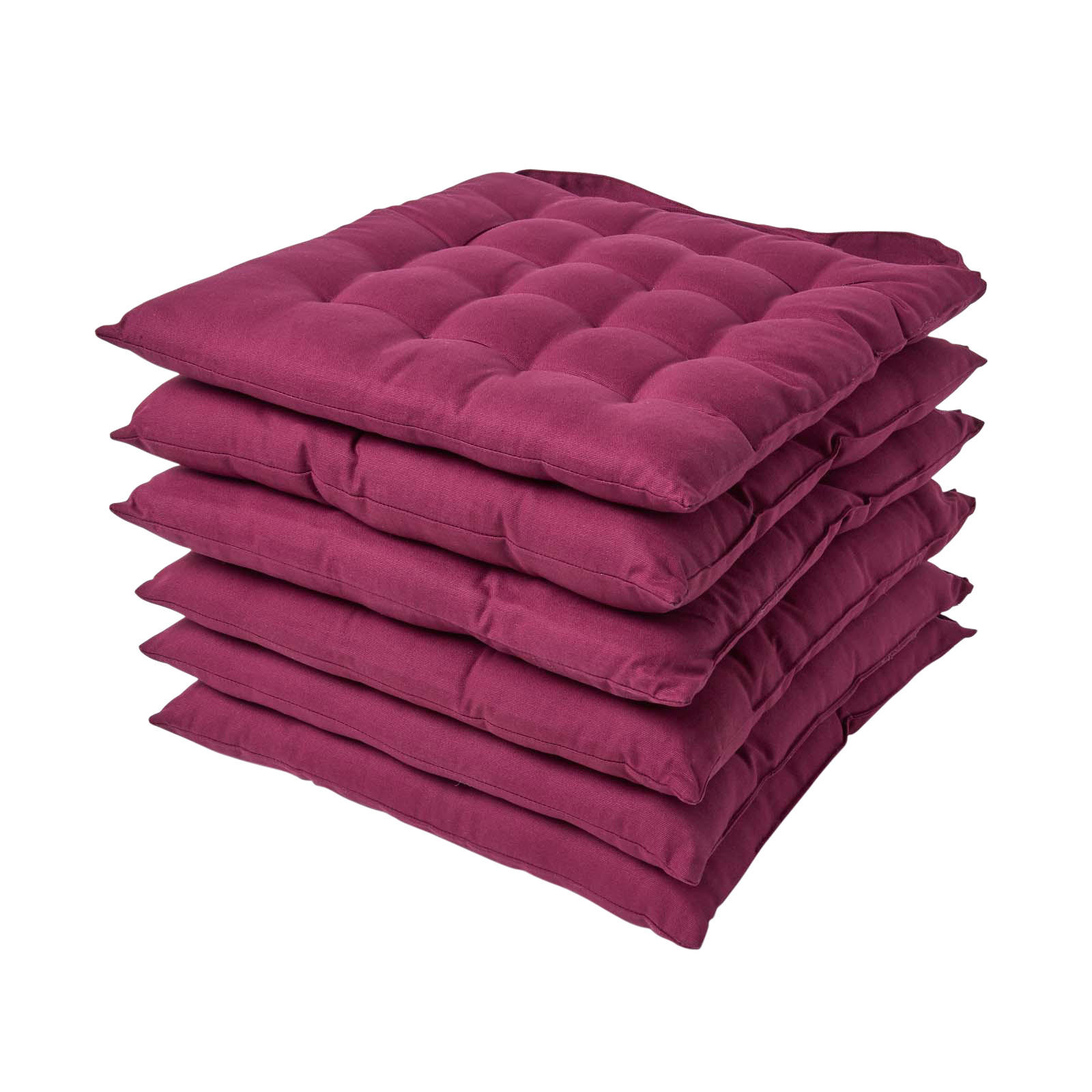 STUHLKISSEN 6er-Set weinrot 40/40/6,5 cm - Weinrot, Textil (40/40/6.5cm) - Homescapes