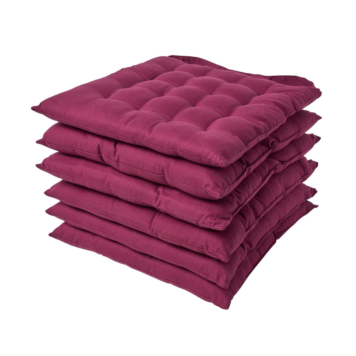 STUHLKISSEN 6er-Set weinrot 40/40/6,5 cm - Weinrot, Textil (40/40/6.5cm) - Homescapes